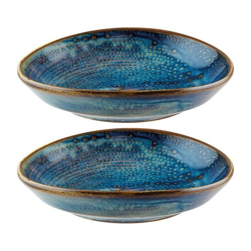 Sapphire 5.5″ x 4.75″ x h:1.25″ Oval Blue Porcelain Platter (Set of 2)