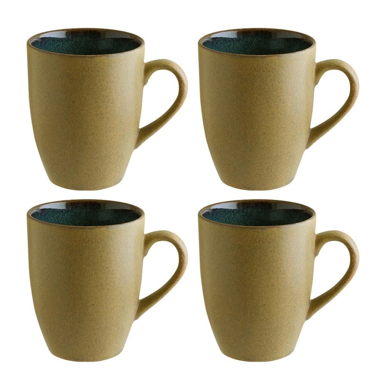 Sphere Ocean dia.3.25″ h:4″ 11 oz. Round Blue Porcelain Mug (Set of 4)