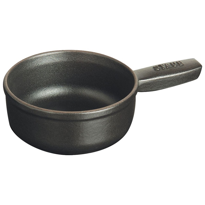 Staub Cast Iron Matte Black Mini Cheese Fondue Pot, 0.37-Quart