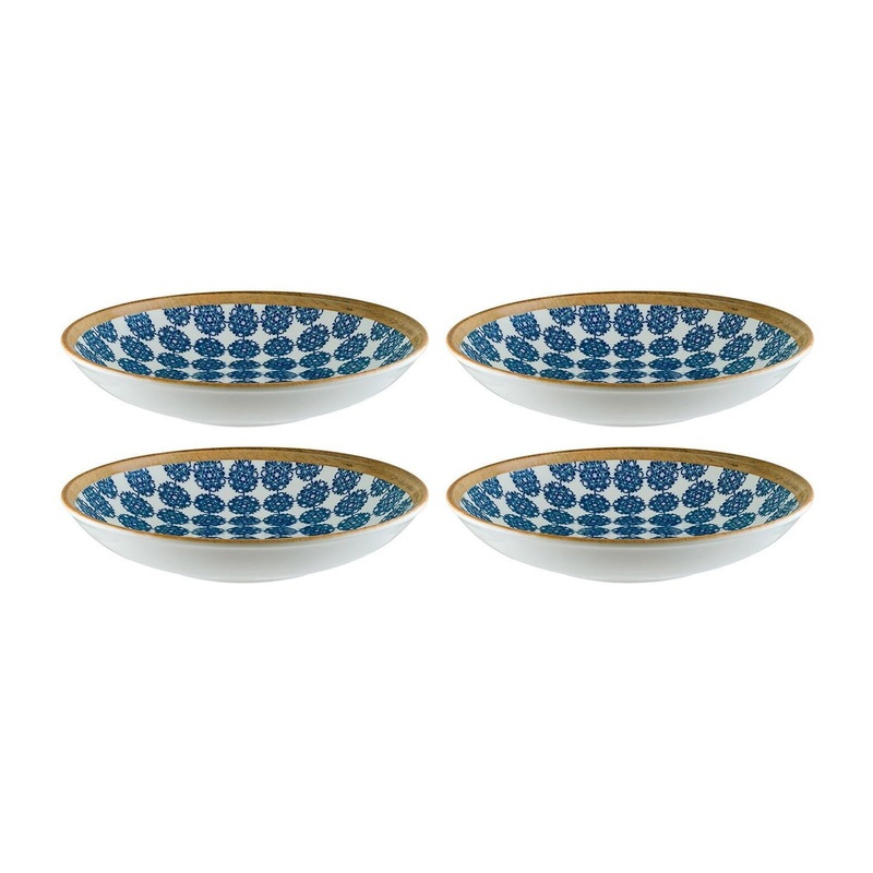 Calif dia.9″ h:2″ 34 oz. Round Decorated Porcelain Bowl (Set of 4)