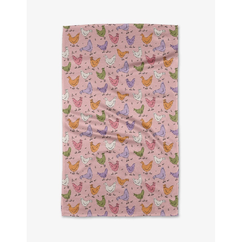 Geometry Spring Chickens Tea Towel