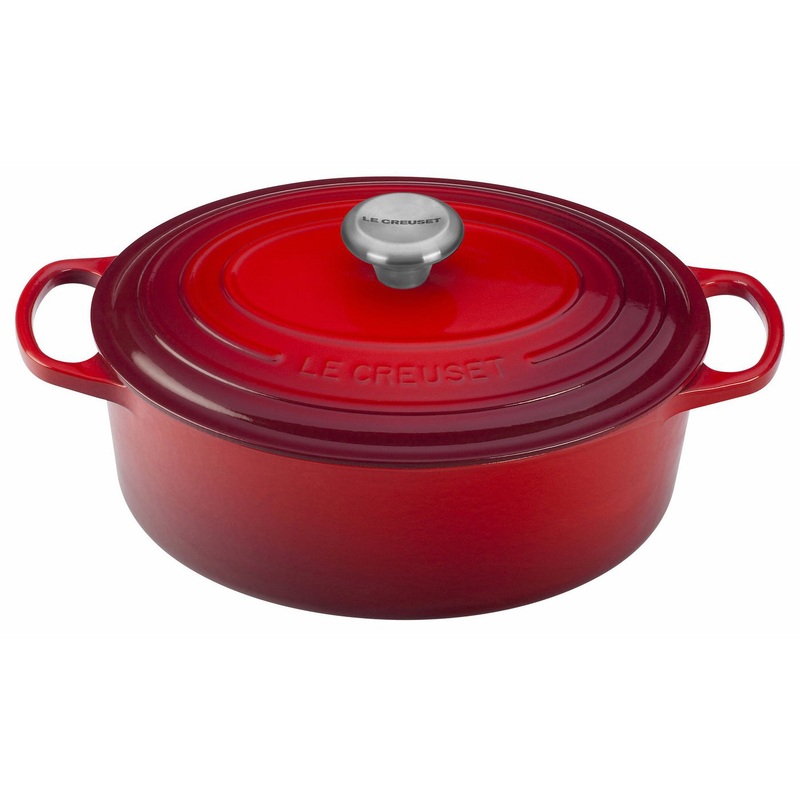 Le Creuset 5 Qt. Signature Oval Dutch Oven w/Stainless Steel Knob – Cerise- Personalized Engraving Available