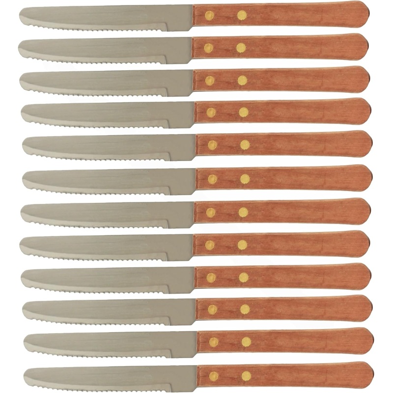 Stainless Steel Round Tip Steak Knife with Handle Set of 12- Steak Knives Dinner Meat Cutter Knife Set for Home and Restaurants