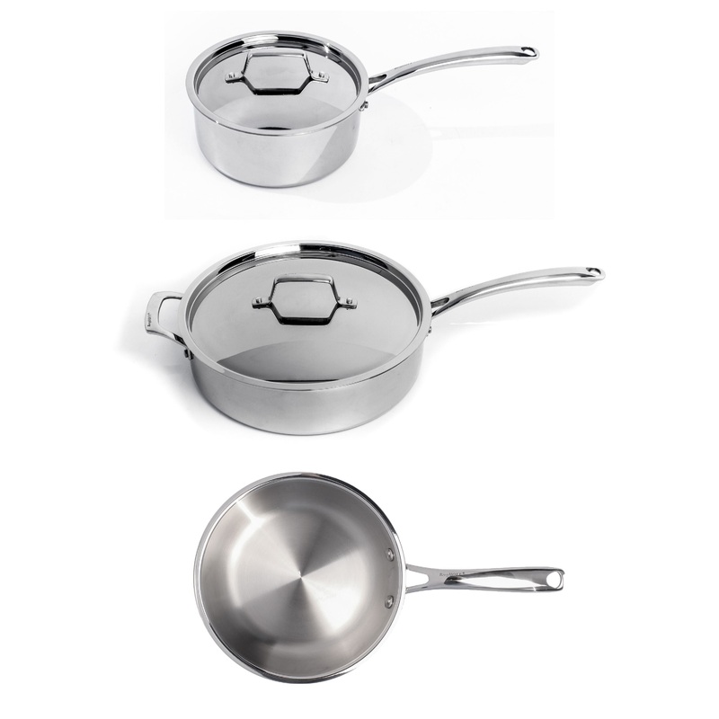 BergHOFF Professional 5pc Tri-Ply 18/10 Stainless Steel Starter Cookware Set, SS Lids