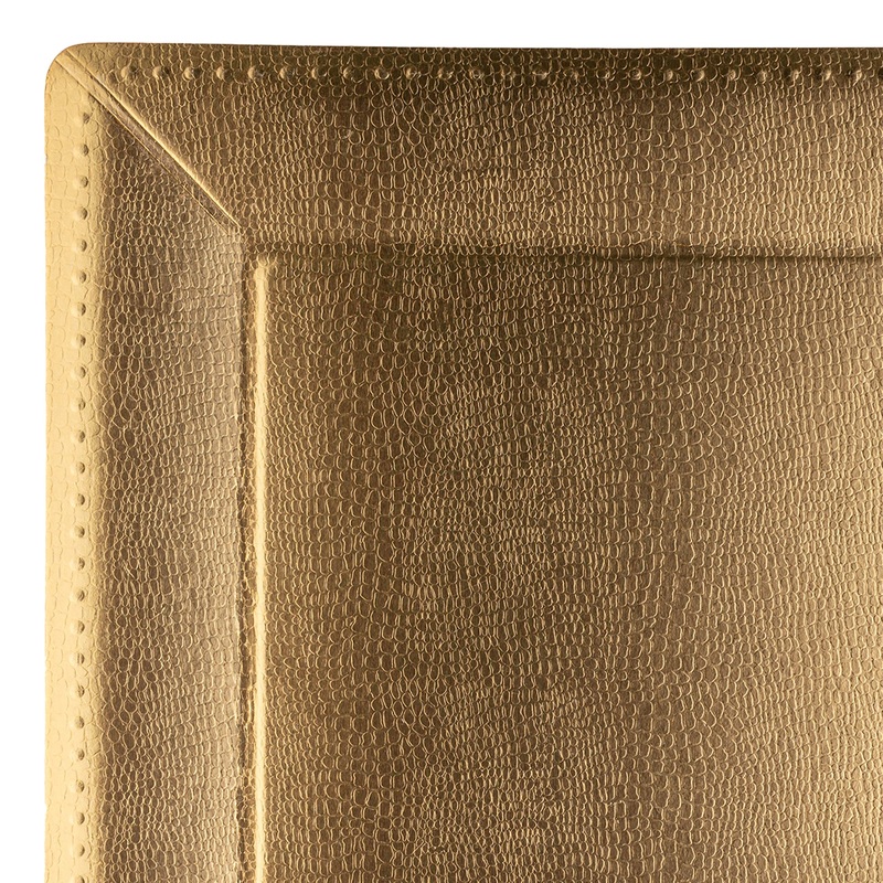 Gold Square Edge Beaded Disposable Paper Charger Plates (13″)
