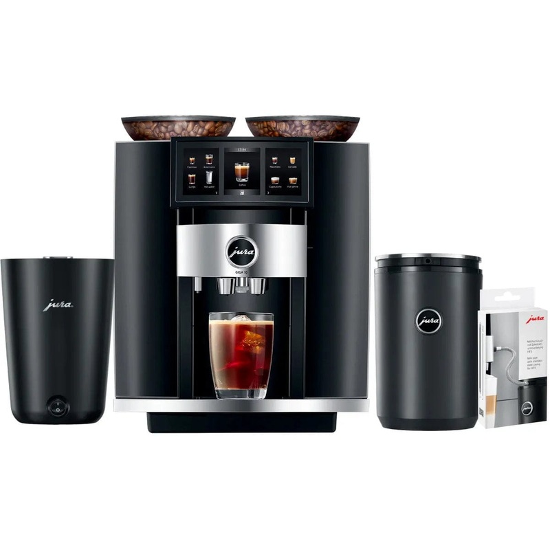 JURA GIGA 10 15527 Diamond Black Bundle: Free Cool Control 1L, Hot Cup Warmer S – Black & Milk Pipe with S.S. Casing HP3