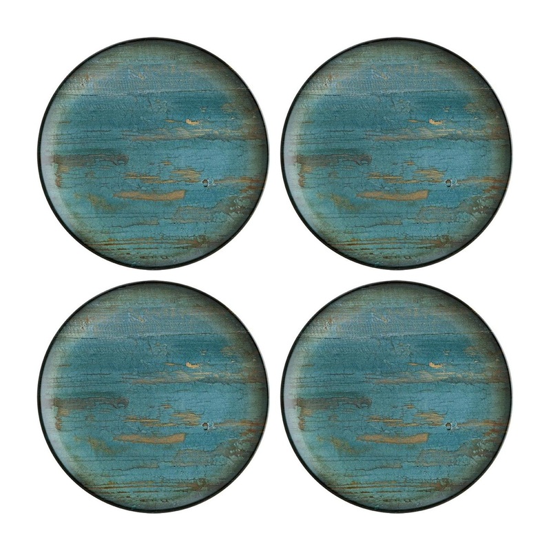 Madera dia.6.75″ Round Decorated Porcelain Plate (Set of 4)