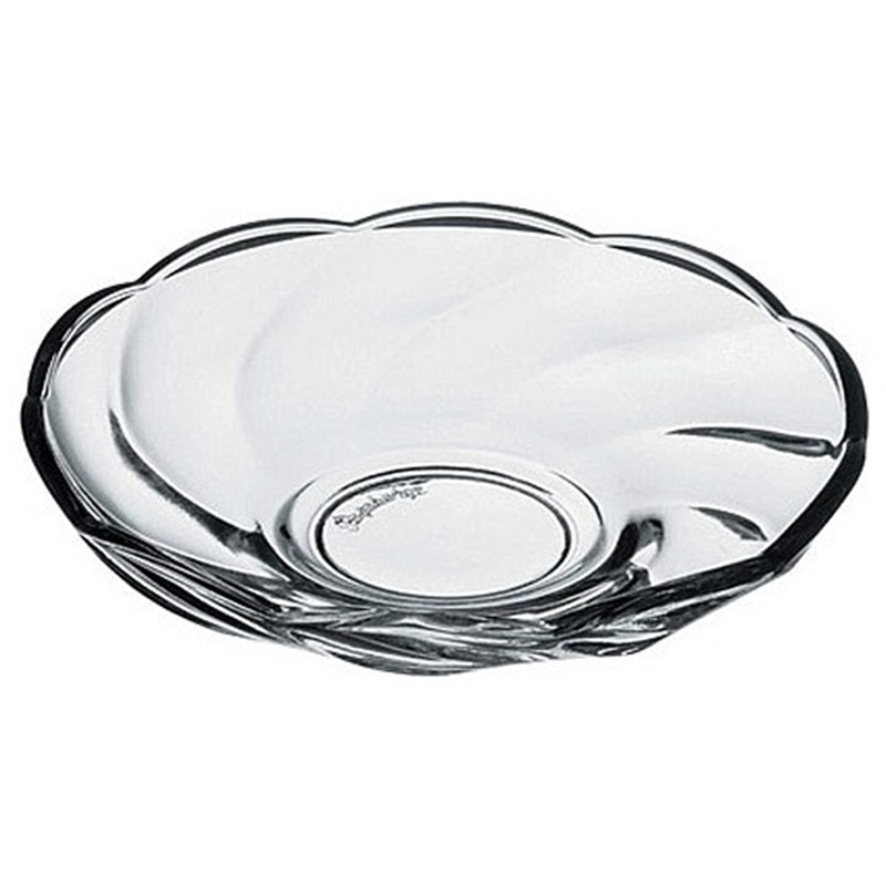 Pasabahce Tea Plate Bulgurlu Set for Turkish Tea Glasses, Glass Saucers, 6 Pcs, 4.3″