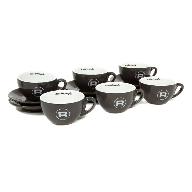Rocket Espresso 6 Piece Cappuccino Cup and Saucer Set – Grey