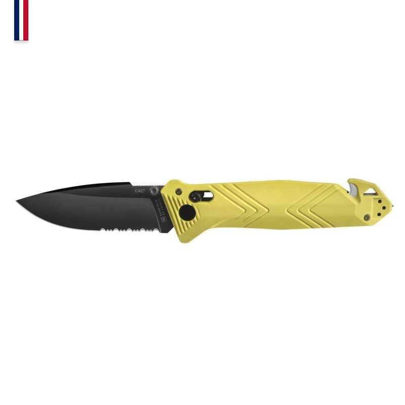 TB C.A.C. French Army Knife – PA6 Handle – Serrated – Yellow