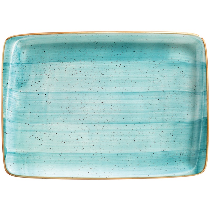 Aqua 14.25″ x 10.25″ x h:0.75″ Rectangular Blue Porcelain Platter