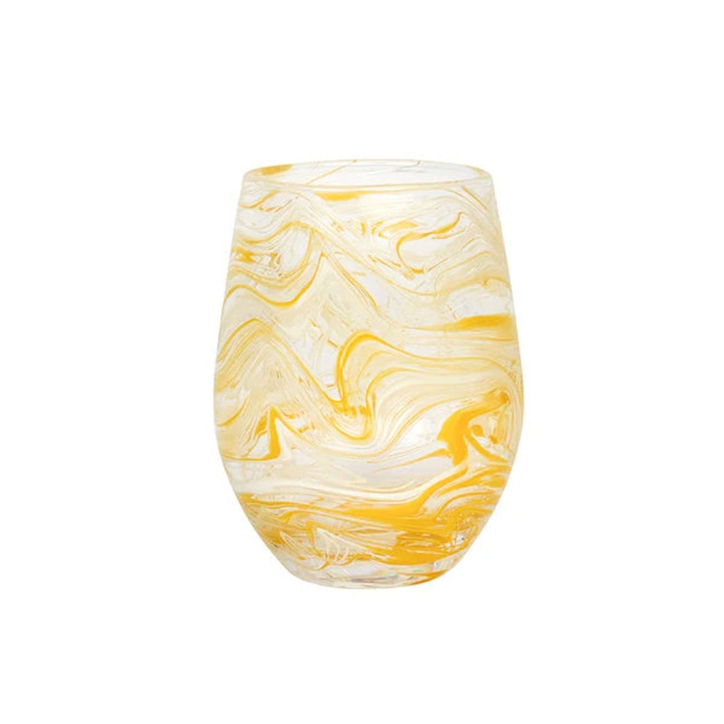 Juliska Puro Marbled Stemless Wine Glass – Yellow