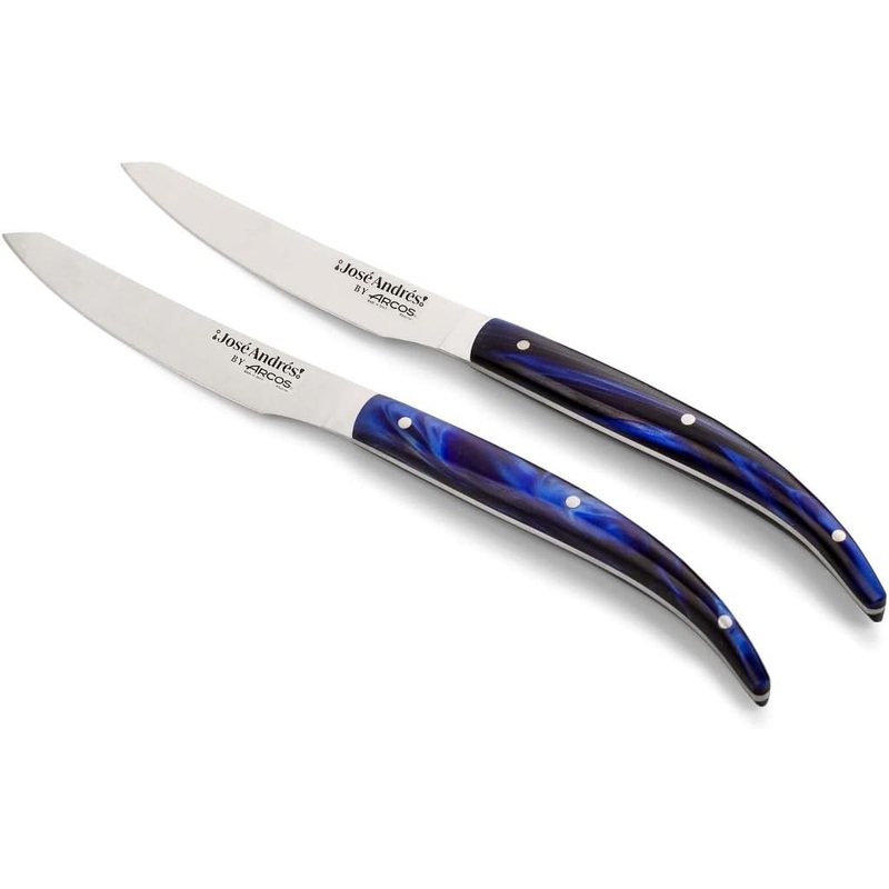 Arcos Jos Andrs Series – 2 Pc. Steak Knife Set, Blue Pearly Marbled Handle