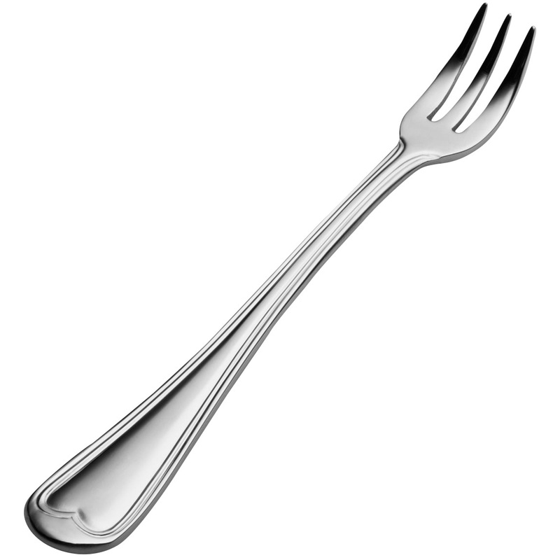 Bon Chef S608 Victoria 5 5/8″ 18/10 Stainless Steel Oyster / Cocktail Fork – 12/Pack