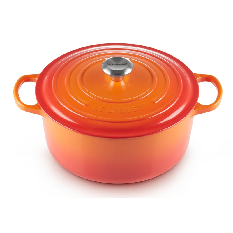 Le Creuset 7 1/4 Qt. Signature Round Dutch Oven w/Stainless Steel Knob – Flame- Personalized Engraving Available
