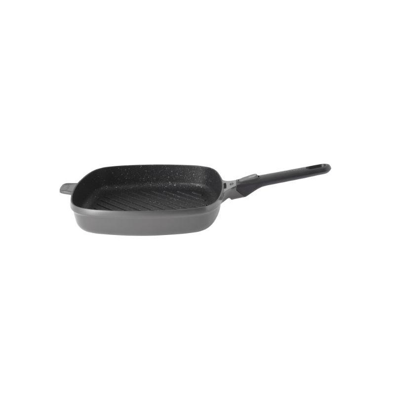 BergHOFF GEM 11″ Non-Stick Square Grill Pan, Detachable Handle, Grey