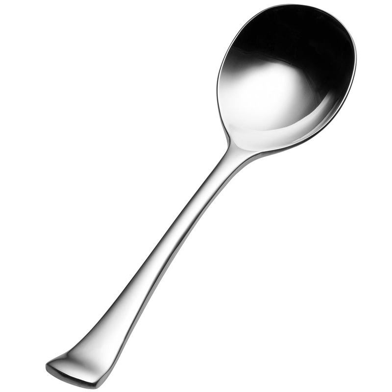Bon Chef SBS3201 Aspen 6 3/8″ 18/0 Extra Heavy Weight Bonsteel Bouillon Spoon – 12/Pack