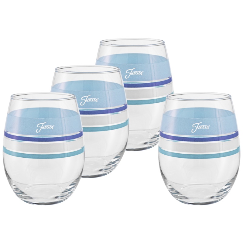 Coastal Blues 15 oz. Edgeline Stemless Wine  Set of 4