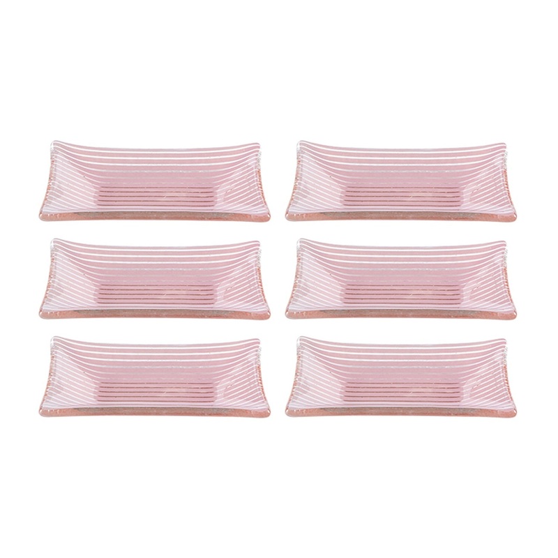 Glass Dinnerware 4.25″ x 2.5″ x h:0.5″ 1 oz. Rectangular Pink Purple Glass Ramekin (Set of 6)