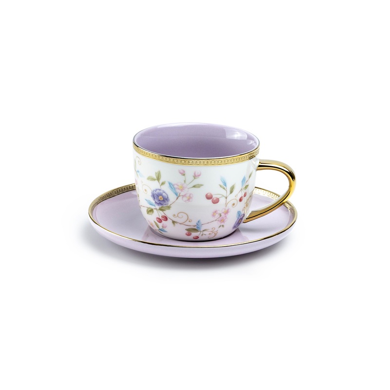 Lavender Blossom Fine Porcelain Cup and Saucer
