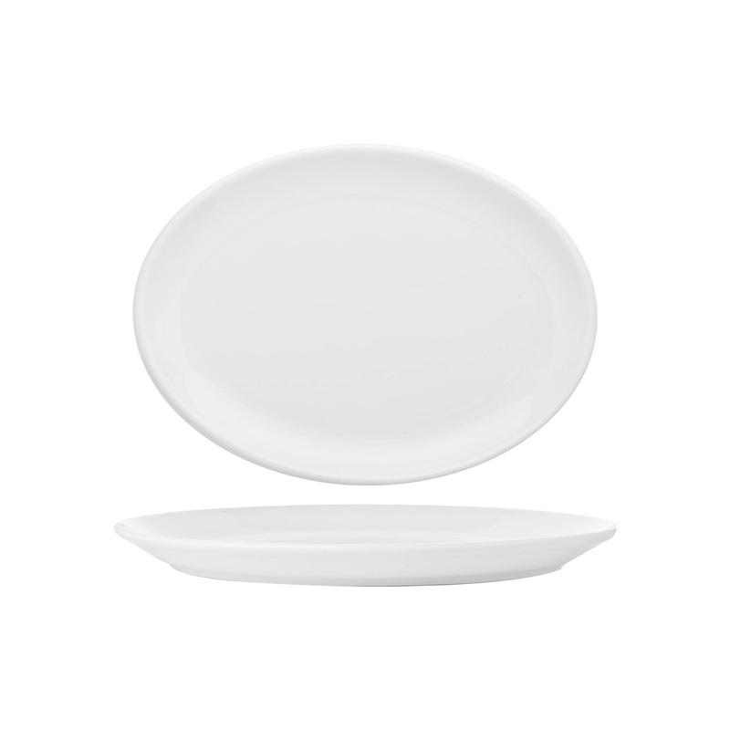 Porcelain Delta-Coupe 14.25″ x 11.25″ x h:1.25″ Oval White Porcelain Platter