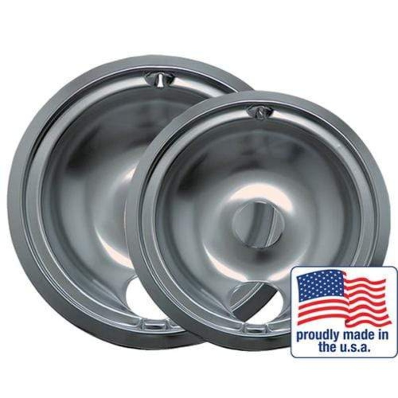 Range Kleen Drip Pans Style B in Chrome (Set of 2)