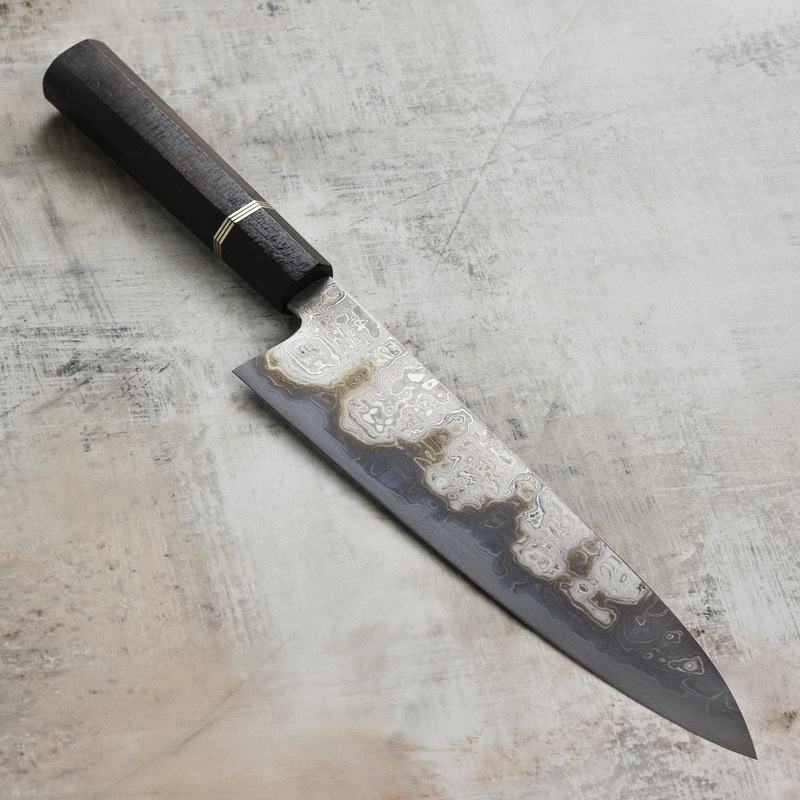 Shoichi Hashimoto Shiomachi Aogami #2 + Shirogami #2 Coreless Damascus 9.4″ Gyuto