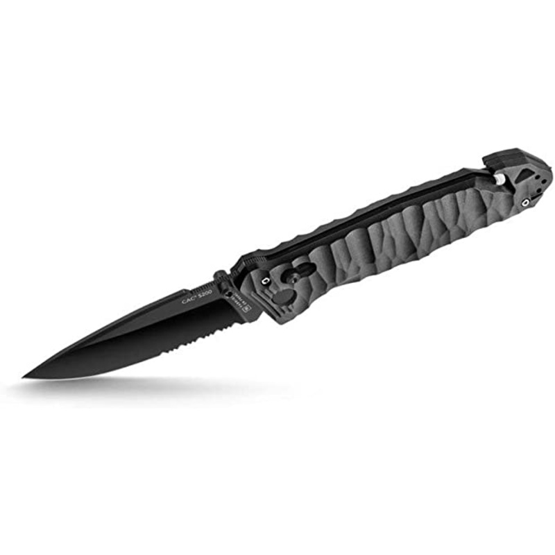 TB C.A.C. S200 French Army Knife – Textured PA6 Handle – Serrated – Black