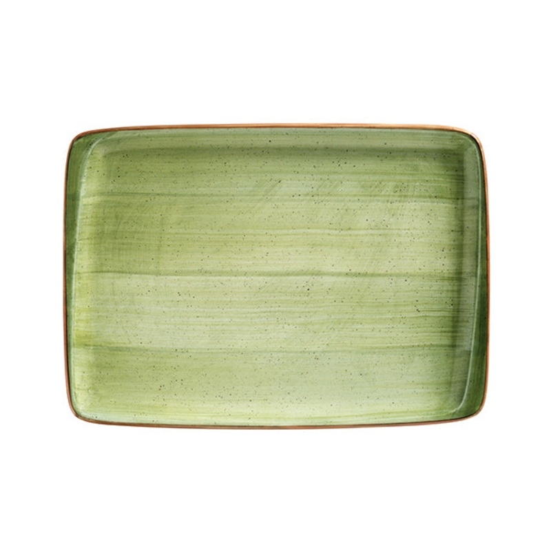 Therapy 14.25″ x 10.25″ x h:0.75″ Rectangular Green Porcelain Platter