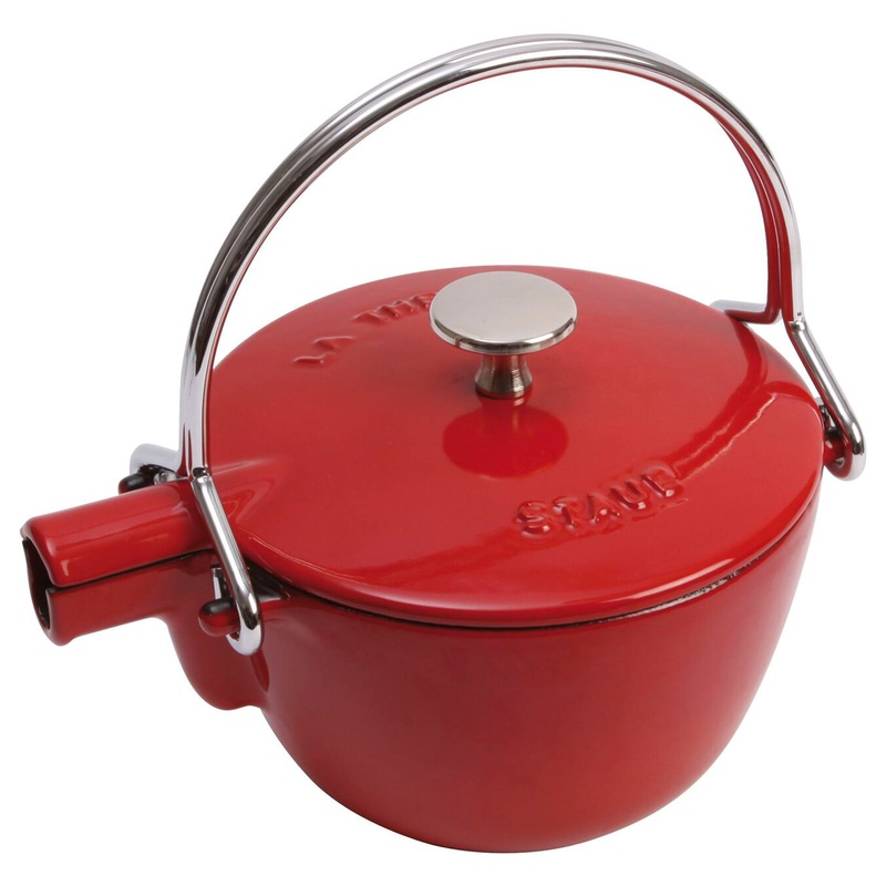 Staub Cast Iron Cherry Round Tea Kettle, 1-Quart