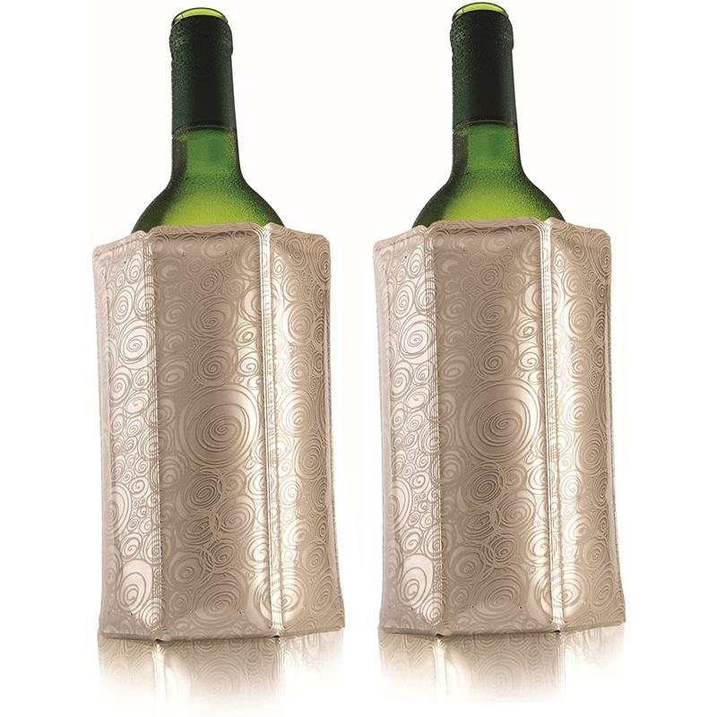 Vacu Vin Rapid Ice Active Cooler Wine Bottle Chilling Sleeve, Platinum, Set of 2