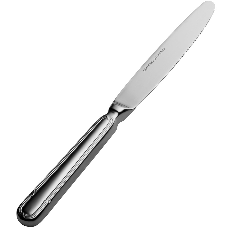 Bon Chef S814 Florence 9 3/16″ 13/0 Stainless Steel European Size Hollow Handle Dinner Knife – 12/Pack
