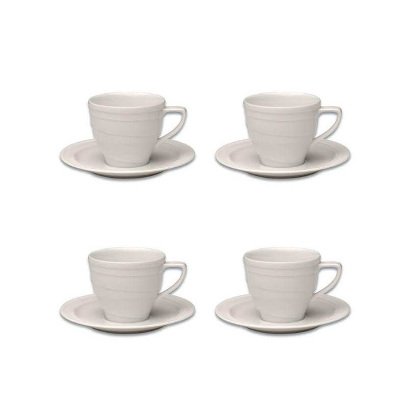 BergHOFF 4Pc Essentials Porcelain Cup 4 oz., and Saucers