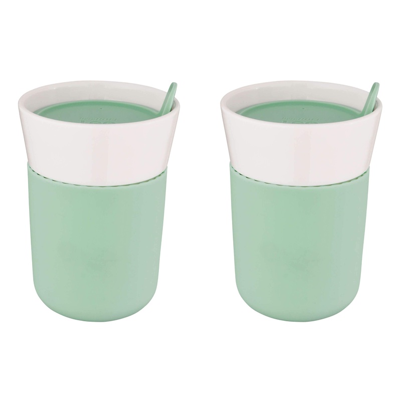 BergHOFF Leo 11.16oz. Porcelain Travel Mug, Green, Set of 2