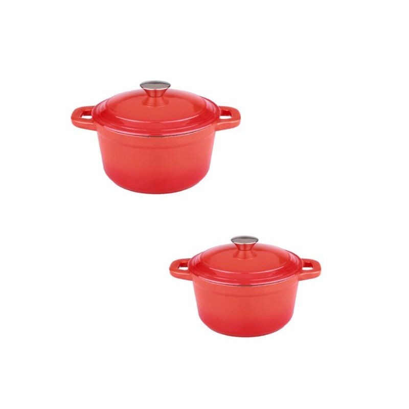 BergHOFF Neo 4pc Cast Iron Cookware Set, 3qt. & 7qt., Orange