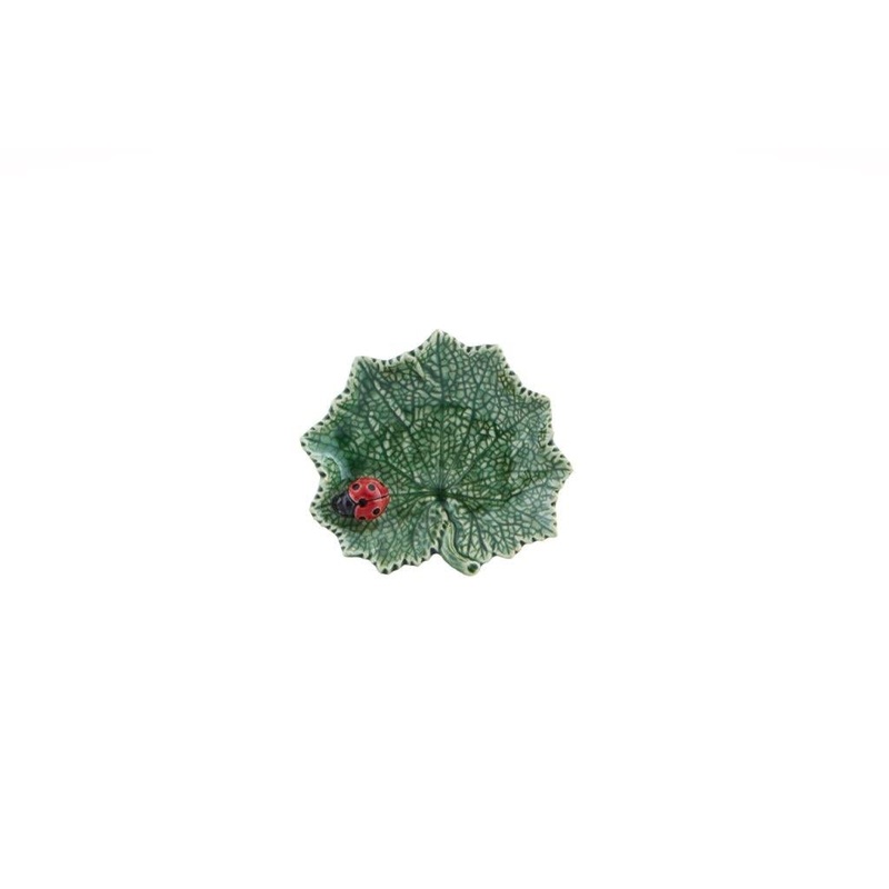 Bordallo Pinheiro Countryside Leaves Leaf Ragwort with Ladybug – 5″