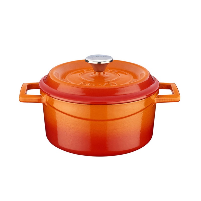 Cast Iron dia.5″ h:2.5″ 18 oz. Round Orange Cast Iron Dutch Oven