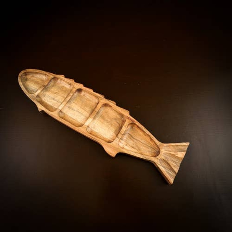 Large Coastal Wood Fish Tray