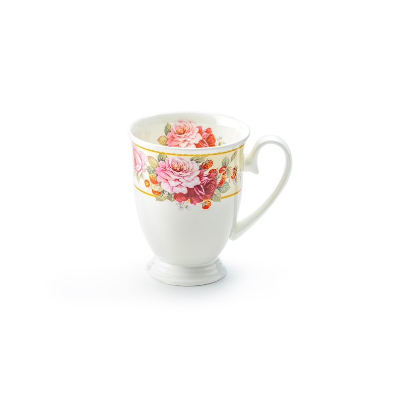 Peony and Strawberry Cream Bone China Mug