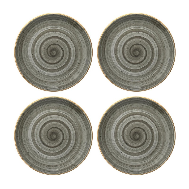 Space dia.8.25″ Round Grey Porcelain Plate (Set of 4)