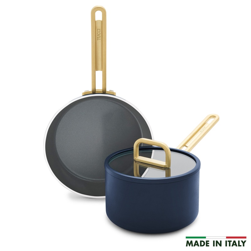 Stanley Tucci Ceramic Nonstick 3-Piece Mini Set | Marino Blue
