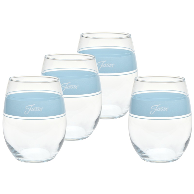 15 oz. Fiesta Frame Stemless Wine Sky  Set of 4