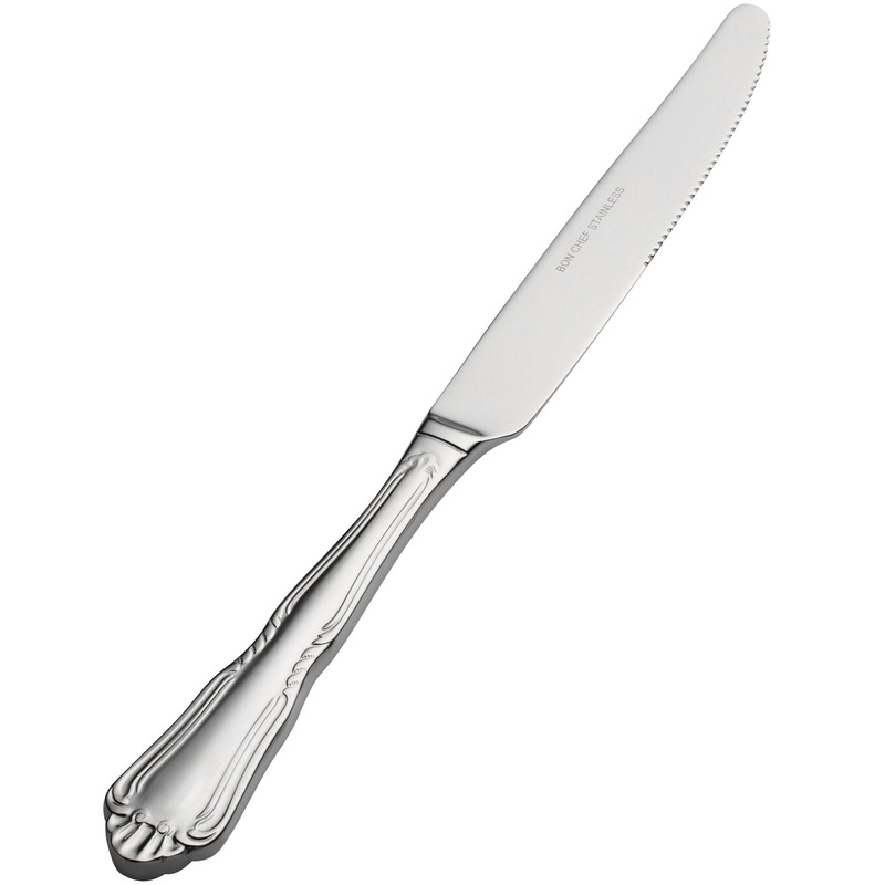 Bon Chef S1512 Sorento 9 7/8″ 13/0 Stainless Steel Extra Heavy Weight European Solid Handle Dinner Knife – 12/Pack