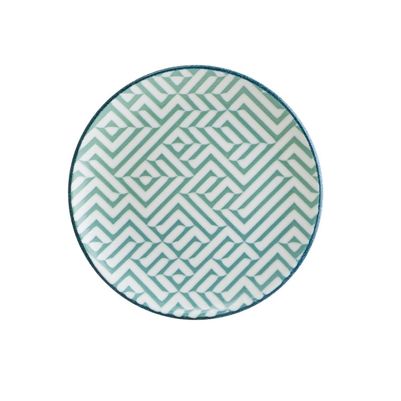 Chevron dia.7.5″ Round Decorated Porcelain Plate (Set of 4)