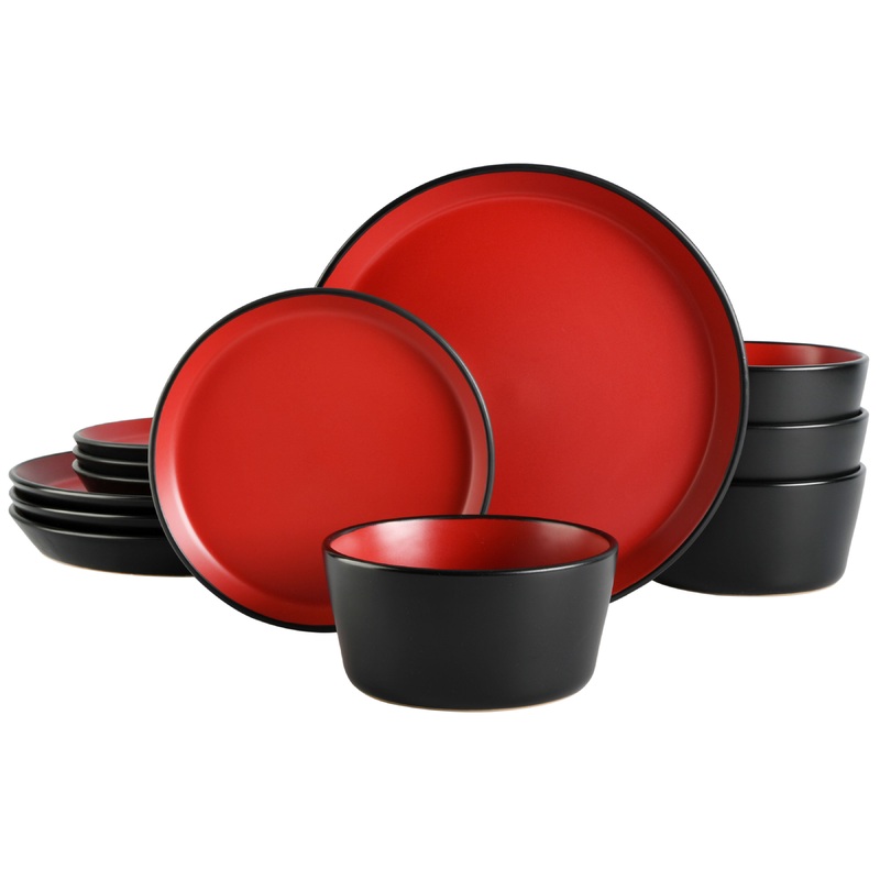Gibson Soho Lounge Sofia 12-Piece Coupe Matte Glaze Stoneware Dinnerware Set