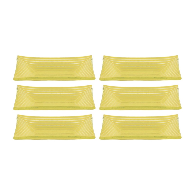 Glass Dinnerware 4.25″ x 2.5″ x h:0.5″ 1 oz. Rectangular Yellow Glass Ramekin (Set of 6)