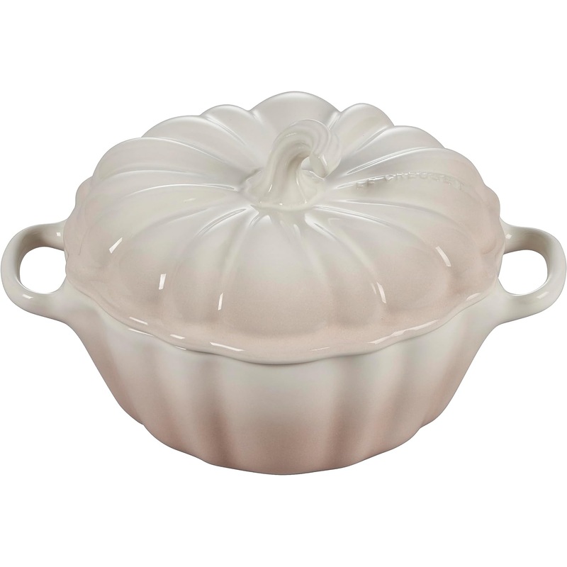 Le Creuset 12 oz. Stoneware Figural Pumpkin Petite Cocotte – Meringue