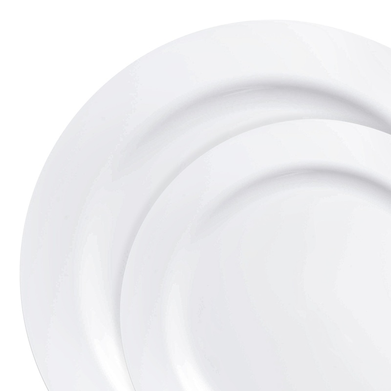 Solid White Economy Round Disposable Plastic Dinnerware Value Set