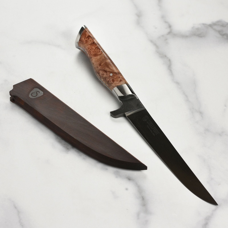 Steelport Carbon Steel 6″ Boning Knife with Oregon Maple Magnetic Sheath