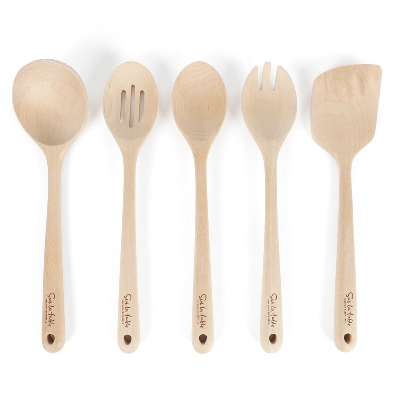 Sur La Table Kitchen Essentials 5-Piece Beech Wood Kitchen Tools Set